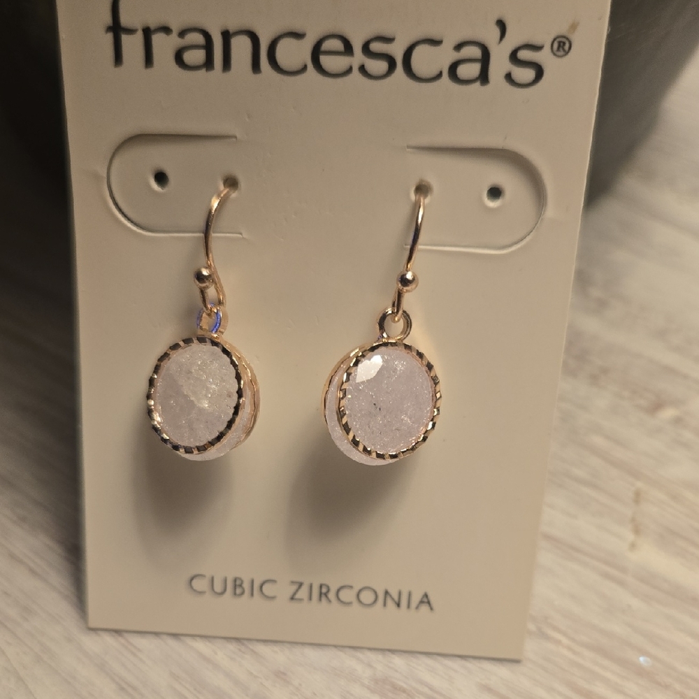 Francesca's Collections Gold and Cream Earrings